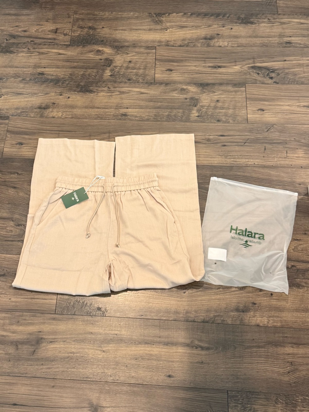 NWT HALARA Wide-Leg Linen-Feel Pants — Light Beige - Picture 6 of 6